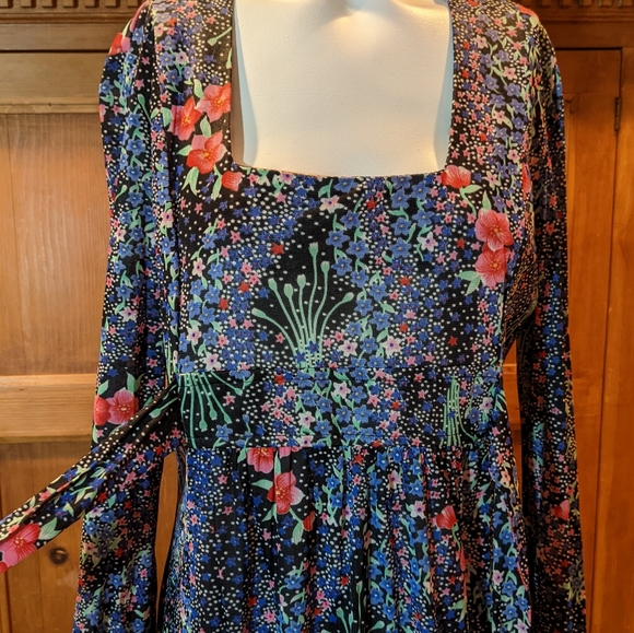 VTG 70's Maxi Dress Size 14 Psychedelic Floral Pattern - Picture 9 of 16